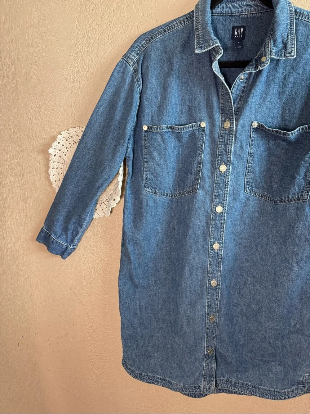 GAP Kids Button-Front Denim Shirt Dress | Size XL